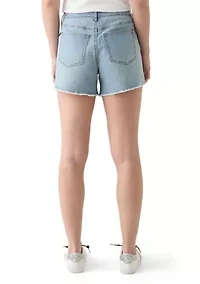 Women's High Rise Fray Longline Denim Shorts