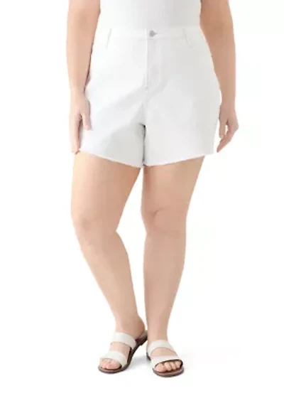 Plus Frayed Hem Longline Denim Shorts