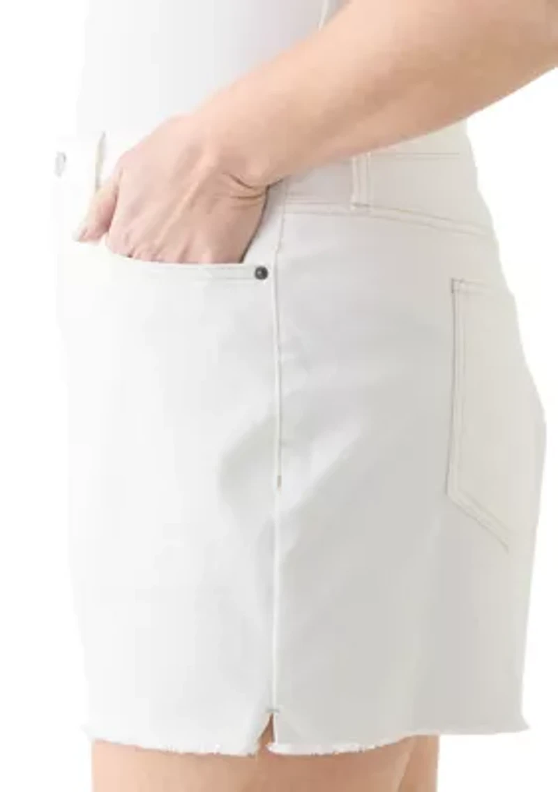 Plus Frayed Hem Longline Denim Shorts