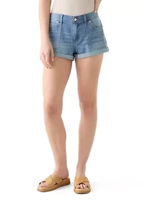 Women's Porkchop Pocket Denim Shorts with Rolled Cuffs