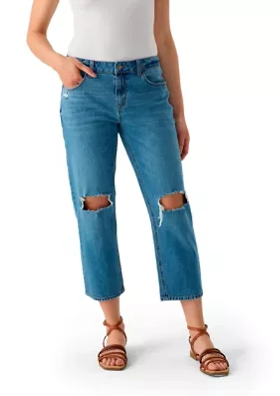 Women's Low Rise Destruction Cropped Jeans
