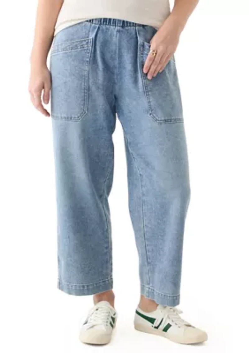 Women's Cropped Porkchop Pull On Denim Pants