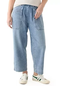 Women's Cropped Porkchop Pull On Denim Pants