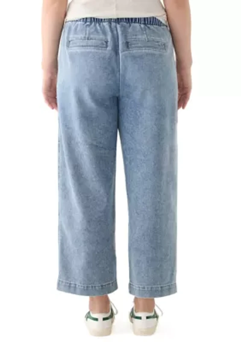 Women's Cropped Porkchop Pull On Denim Pants