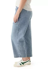 Women's Cropped Porkchop Pull On Denim Pants