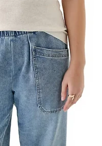 Women's Cropped Porkchop Pull On Denim Pants