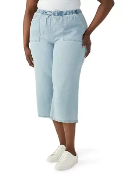 Plus Pork Chop Pocket Pull On Cropped Pants