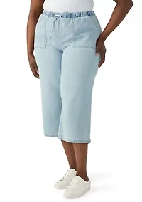Plus Pork Chop Pocket Pull On Cropped Pants