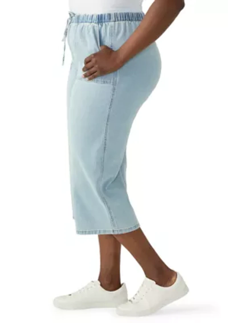 Plus Pork Chop Pocket Pull On Cropped Pants