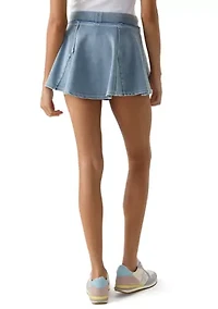 Women's Ribbed Waist Pleated Mini Skort