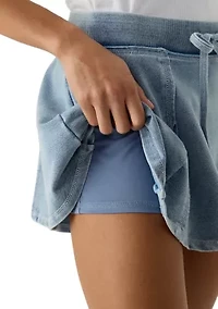 Women's Ribbed Waist Pleated Mini Skort