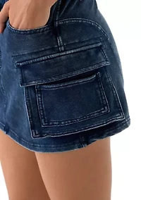 Women's Ribbed Waist Utility Mini Skirt
