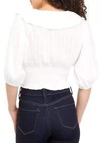 Women's Puff Sleeve Portrait Collar Top