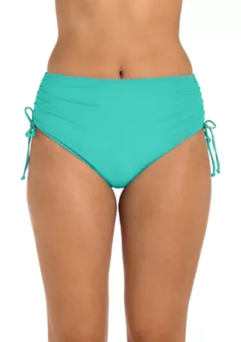 Solid Adjustable Mid Rise Swim Bottoms