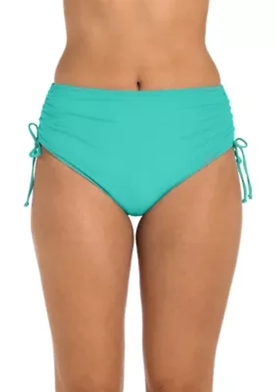 Solid Adjustable Mid Rise Swim Bottoms