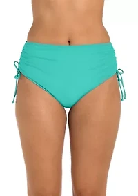 Solid Adjustable Mid Rise Swim Bottoms