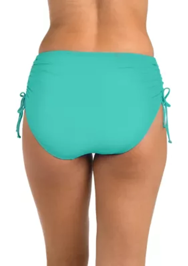 Solid Adjustable Mid Rise Swim Bottoms