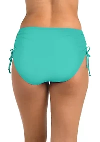 Solid Adjustable Mid Rise Swim Bottoms