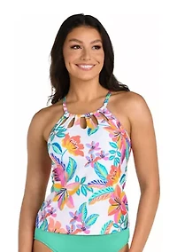 Francesca Tropical Cut Out High Neck Tankini Swim Top