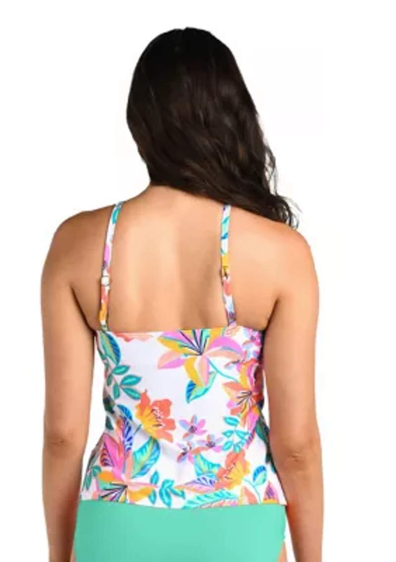 Francesca Tropical Cut Out High Neck Tankini Swim Top