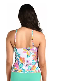 Francesca Tropical Cut Out High Neck Tankini Swim Top