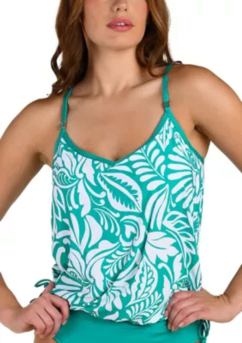 Women's Ornate Blouson Tankini Swim Top