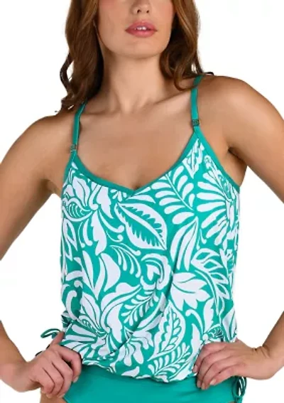 Women's Ornate Blouson Tankini Swim Top