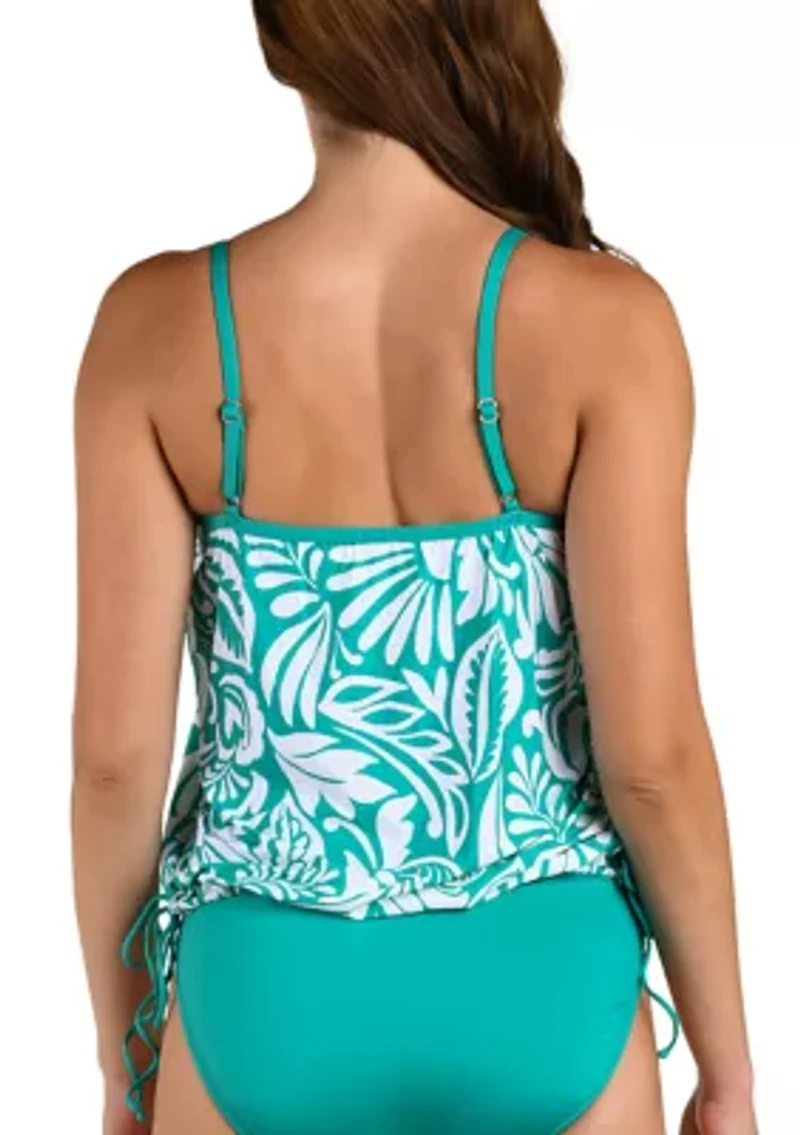 Women's Ornate Blouson Tankini Swim Top