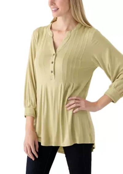 Women's 3/4 Sleeve Henley Tunic Top