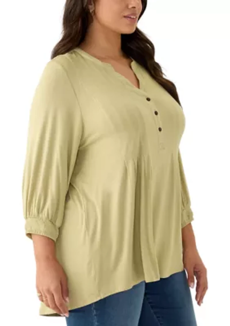Plus Long Sleeve Henley Tunic