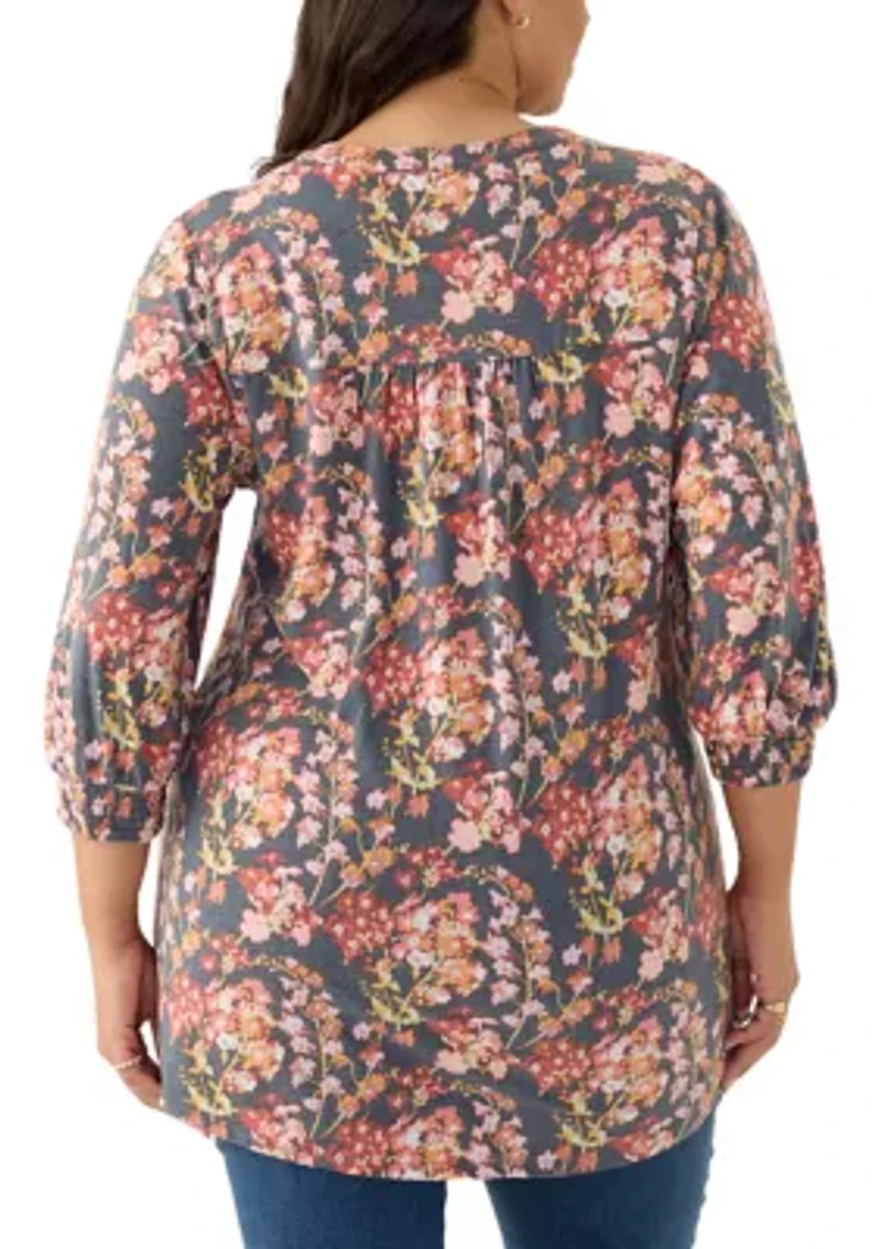 Plus Long Sleeve Henley Tunic