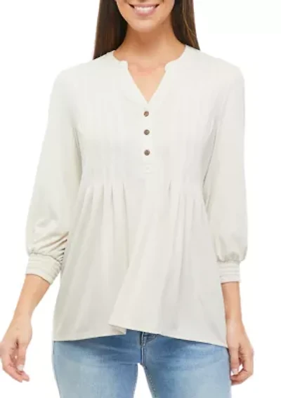 Petite 3/4 Sleeve Henley Tunic