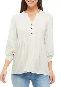 Petite 3/4 Sleeve Henley Tunic