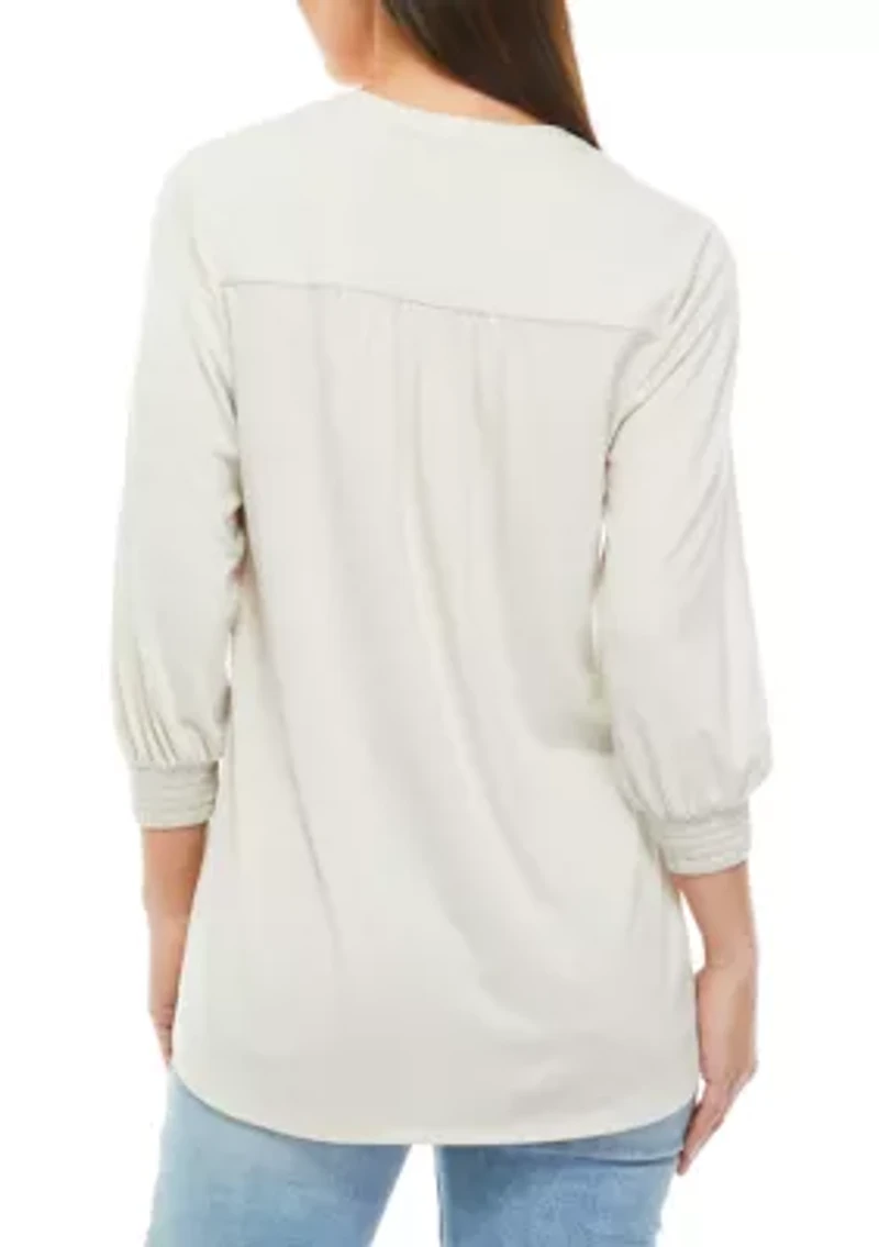 Petite 3/4 Sleeve Henley Tunic