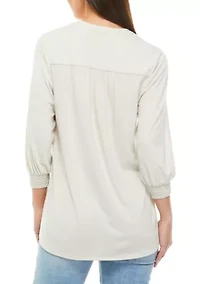 Petite 3/4 Sleeve Henley Tunic