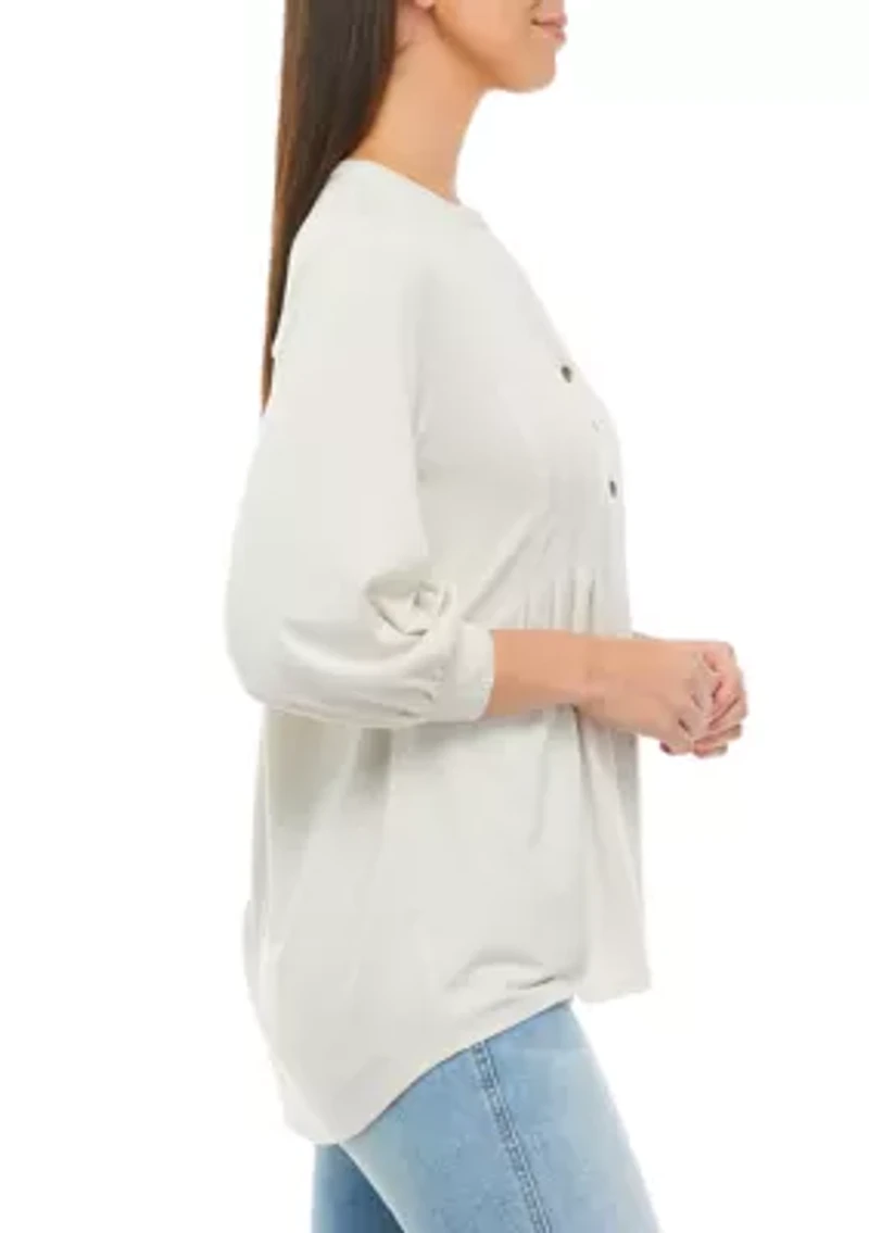 Petite 3/4 Sleeve Henley Tunic