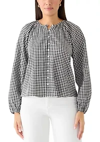 Women's Gingham Button Blouse