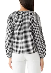 Women's Gingham Button Blouse