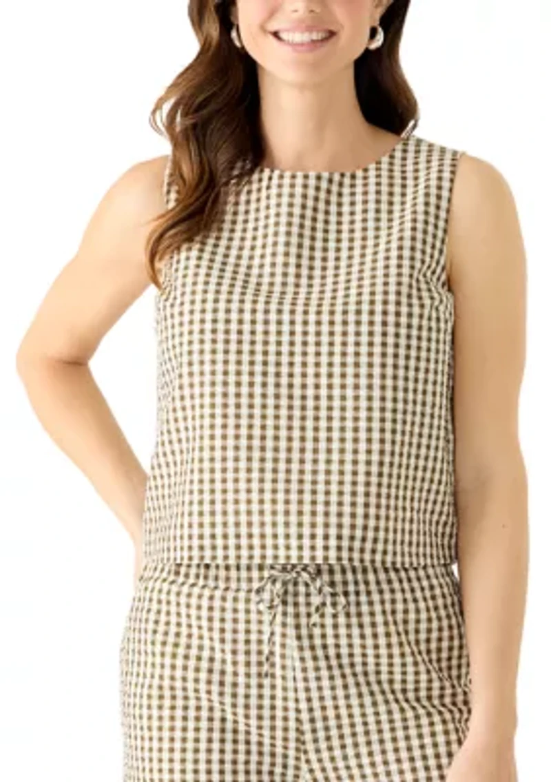 Women's Sleeveless Gingham Woven Top
