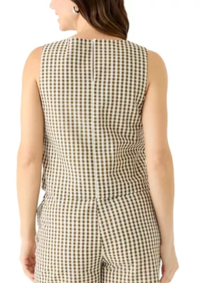 Women's Sleeveless Gingham Woven Top