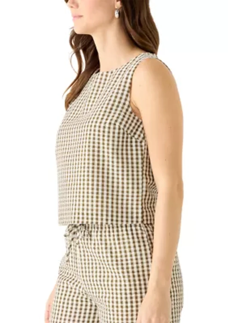 Women's Sleeveless Gingham Woven Top