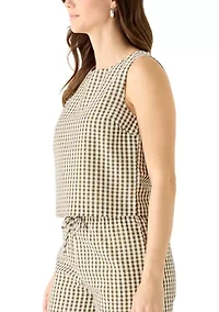 Women's Sleeveless Gingham Woven Top