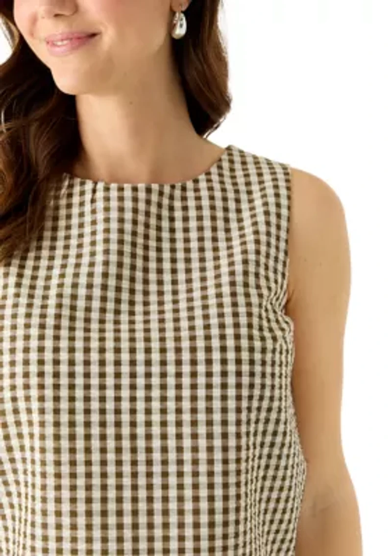 Women's Sleeveless Gingham Woven Top
