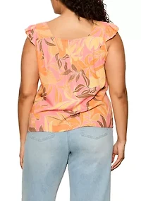 Plus Within Time Button Linen Shell Top