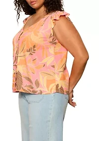 Plus Within Time Button Linen Shell Top