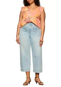 Plus Within Time Button Linen Shell Top