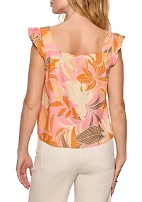 Women's Within Time Button Linen Shell Top