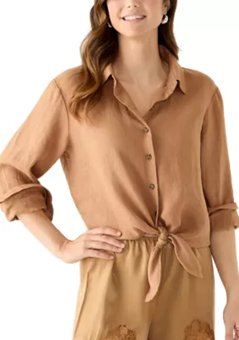 Women's More Love Tie Button Down Shirt