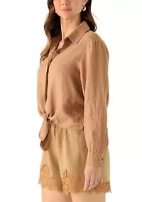 Women's More Love Tie Button Down Shirt