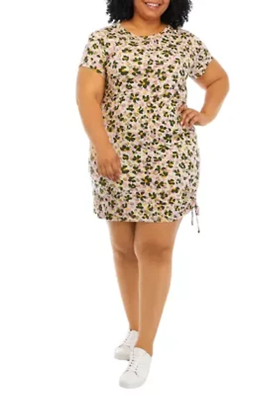 Plus Printed Drawstring Dress